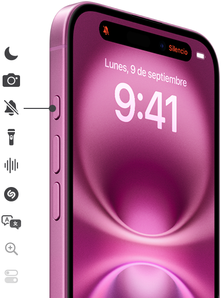 Mantén presionado el Botón de Acción en el iPhone 16 para tener acceso directo al modo Silencio, Enfoque, Cámara, linterna, Notas de Voz, Shazam y más